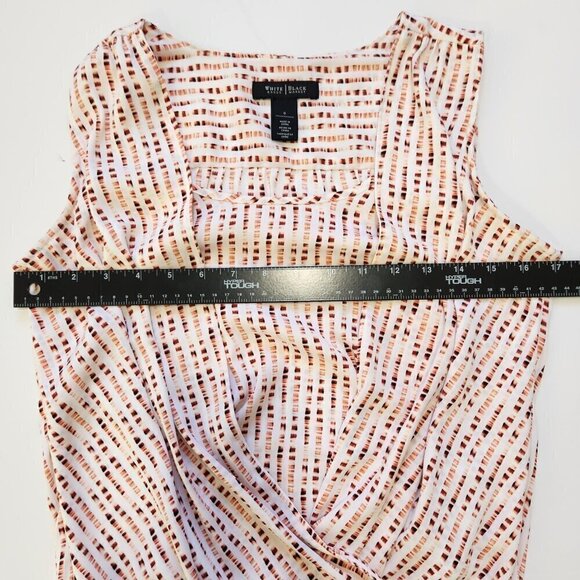 White House Black Market Drape Front Sleeveless Blouse Size 0 Red Cream Stretch - Picture 5 of 10